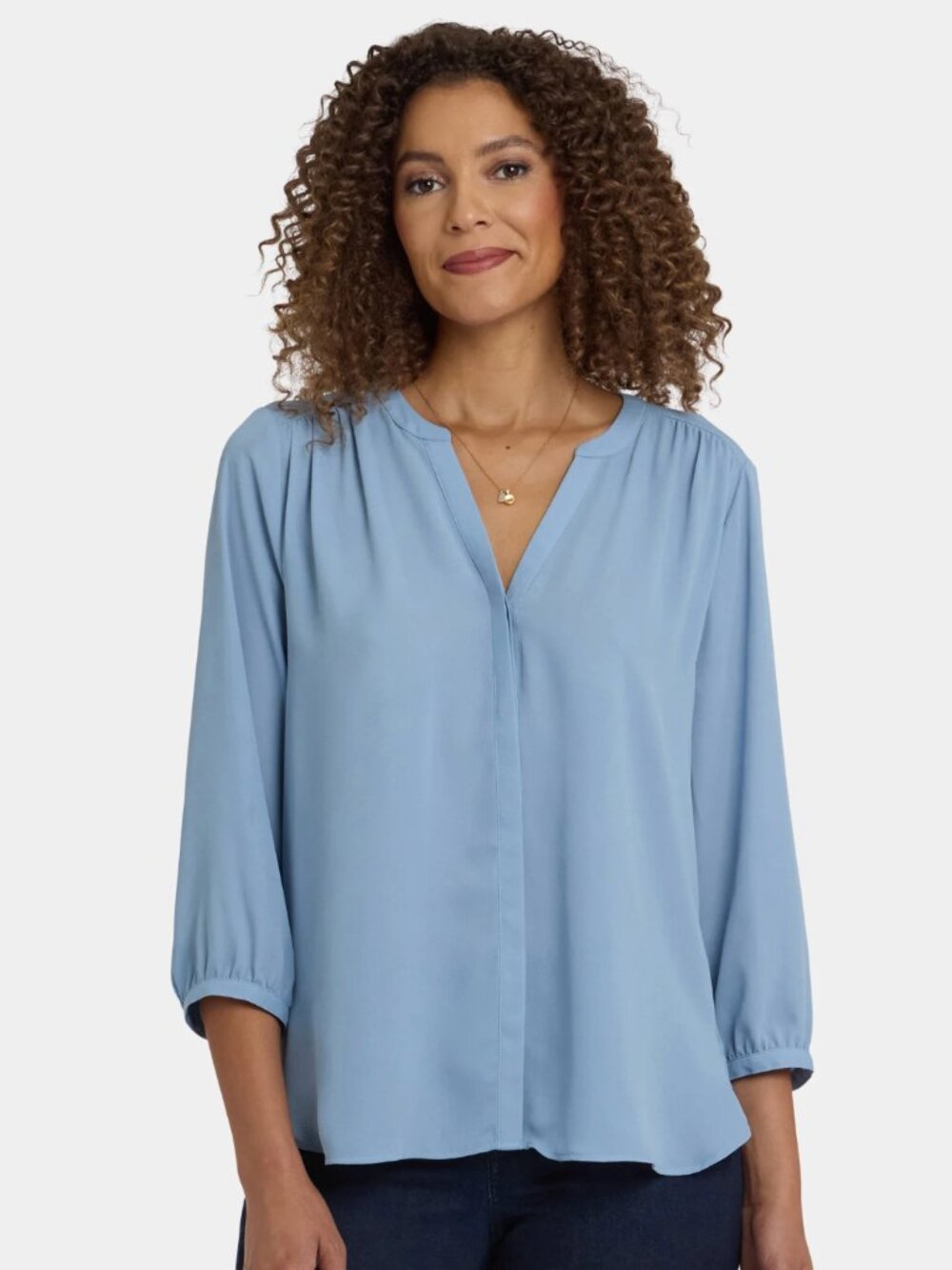 🌿 NYDJ Pintuck Blouse XS | Boho 3/4 Sleeve Pleated Top Flowy